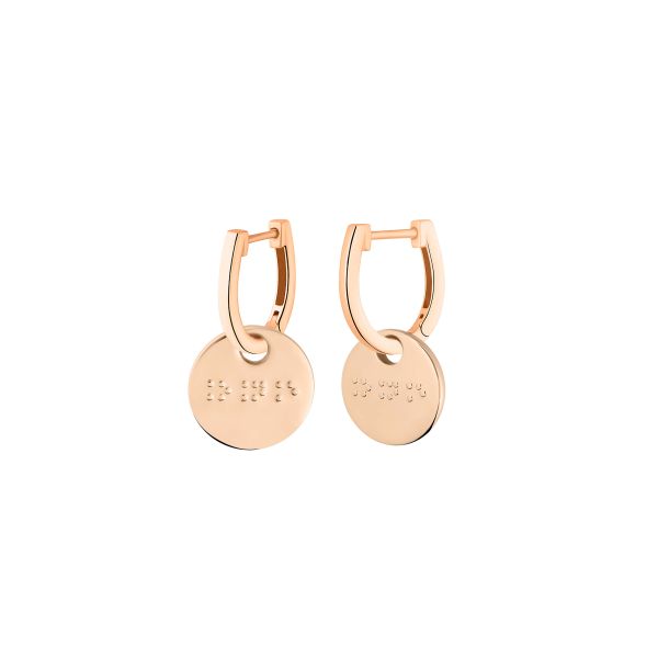 Ginette NY Braille hoop earrings in rose gold