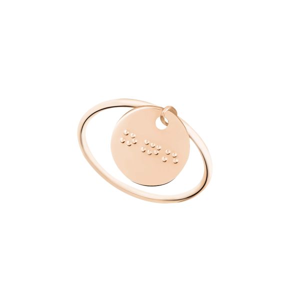 Ginette NY Braille Circle Ring in rose gold