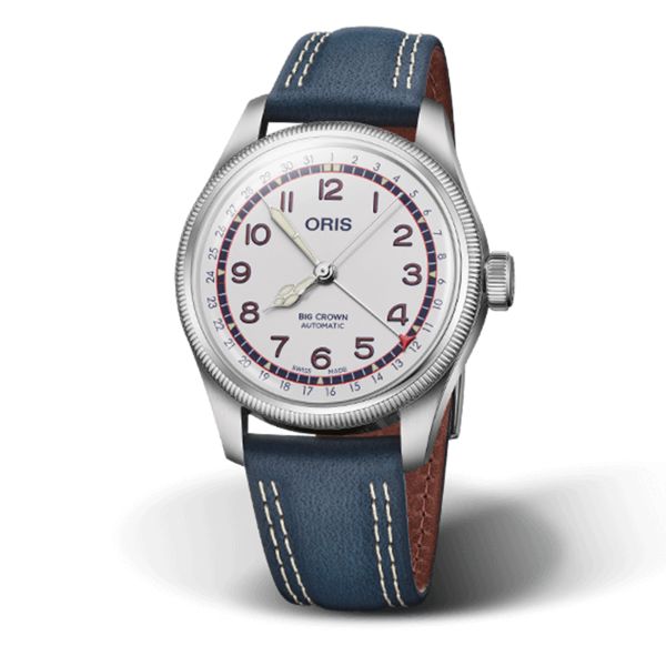 Oris Big Crown Pointer Date Hank Aaron automatic white dial leather strap 40 mm