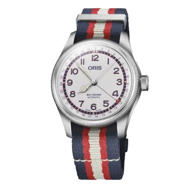 Montre Oris Big Crown Pointer Date Hank Aaron automatique cadran blanc bracelet cuir 40 mm