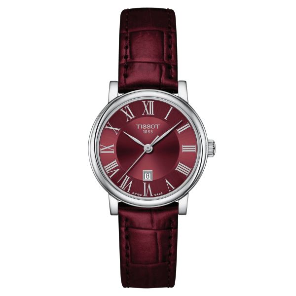 Tissot Carson Premium Lady quartz burgundy dial burgundy leather strap 30 mm T122.210.16.373.00