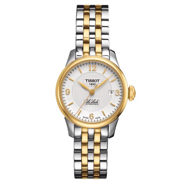 Tissot Le Locle Small Lady automatic watch white dial steel bracelet yellow pvd 25.3 mm T41.2.183.34