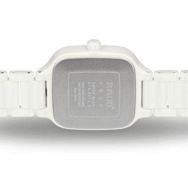Montre Rado True Square Diamonds quartz cadran nacre blanche bracelet céramique blanc 29,2 mm R27072902