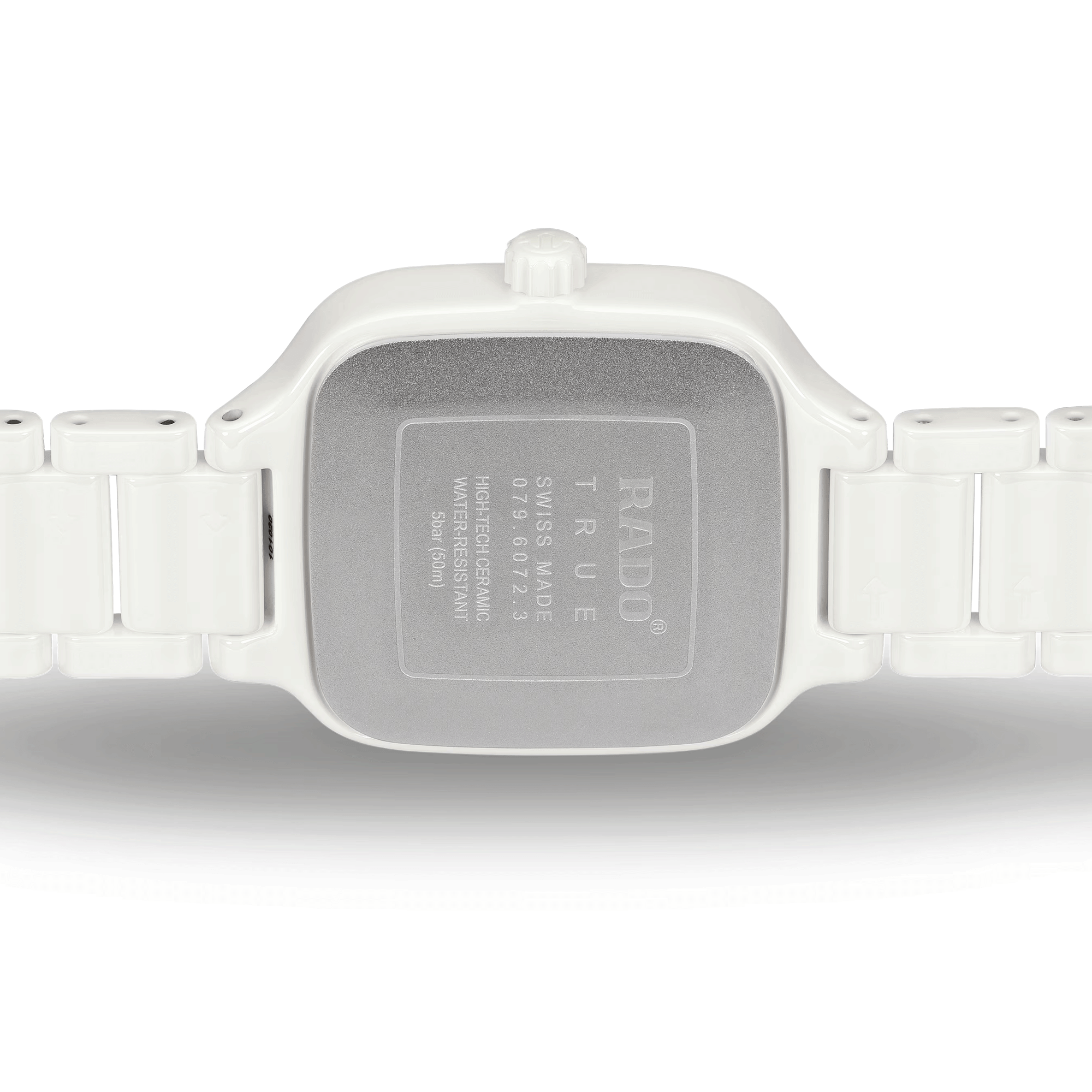 Montre Rado True Square Diamonds quartz cadran nacre blanche bracelet céramique blanc 29,2 mm R27072902