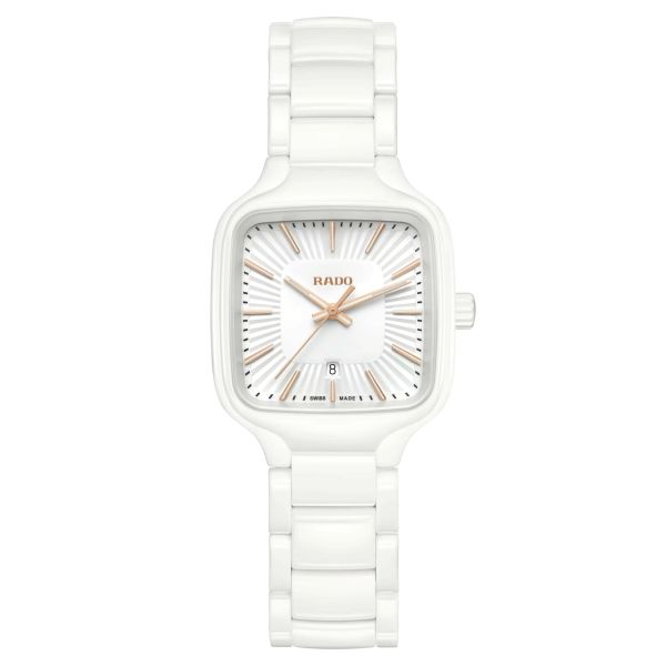 Montre Rado True Square quartz cadran blanc bracelet céramique blanc 29,2 mm R27072012