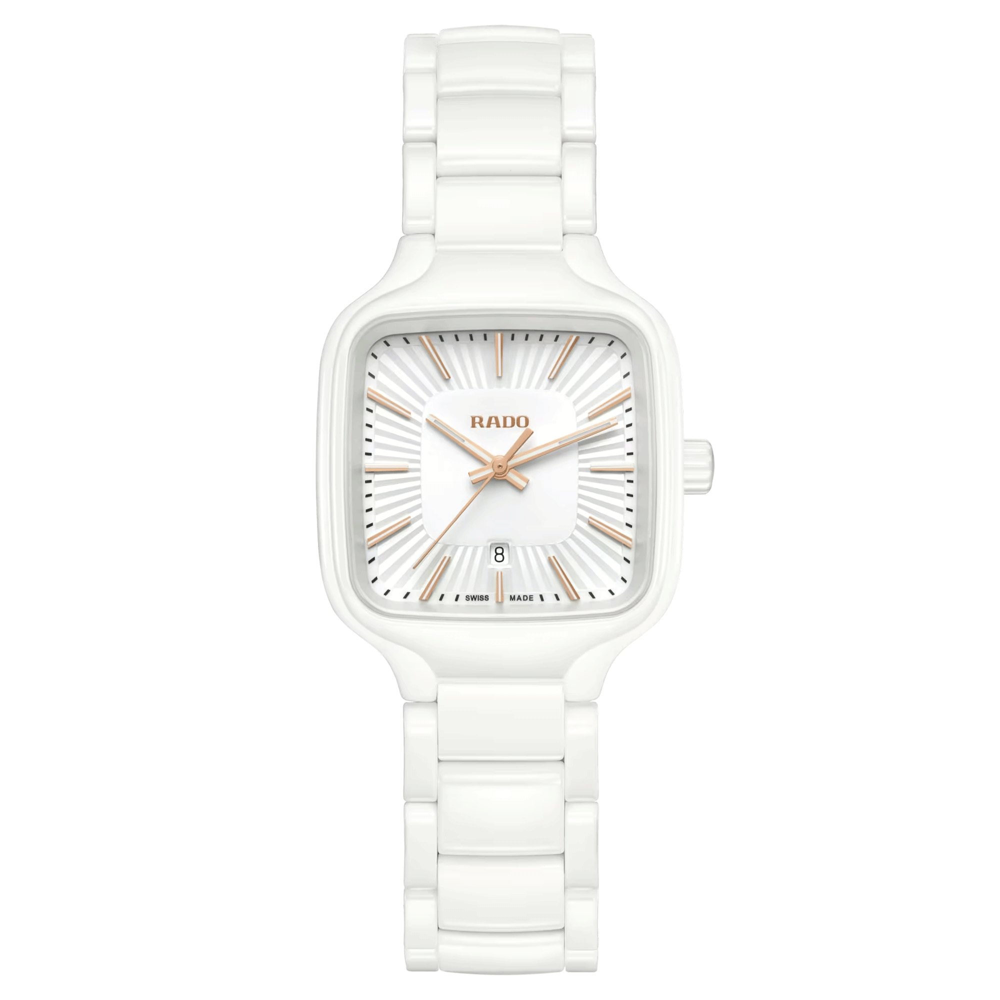 Montre Rado True Square quartz cadran blanc bracelet céramique blanc 29,2 mm R27072012