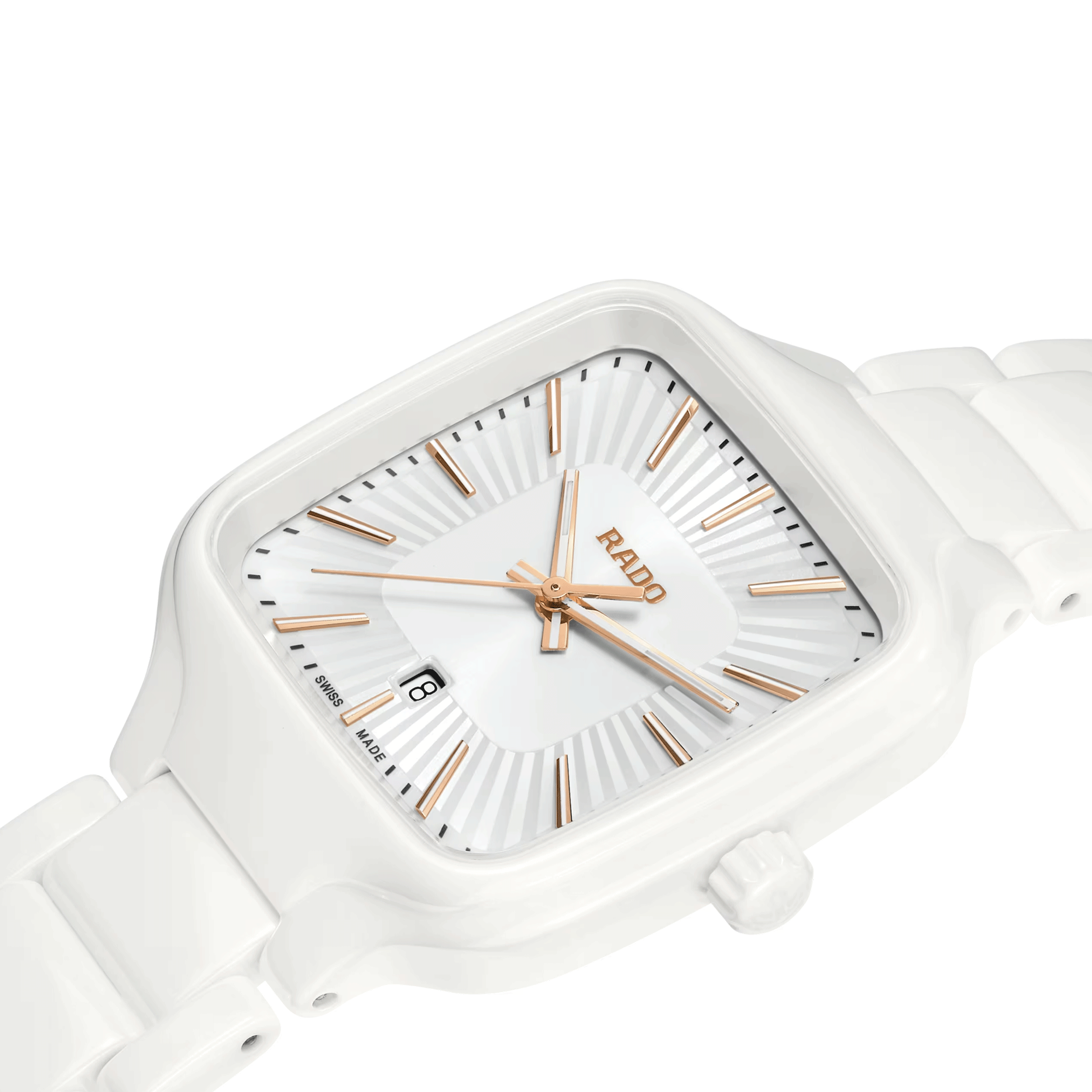 Montre Rado True Square quartz cadran blanc bracelet céramique blanc 29,2 mm R27072012