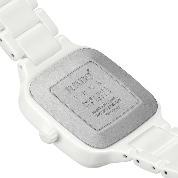Montre Rado True Square quartz cadran blanc bracelet céramique blanc 29,2 mm R27072012