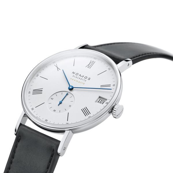 Nomos Ludwig Neomatik automatic watch white dial black leather strap 41 mm 262