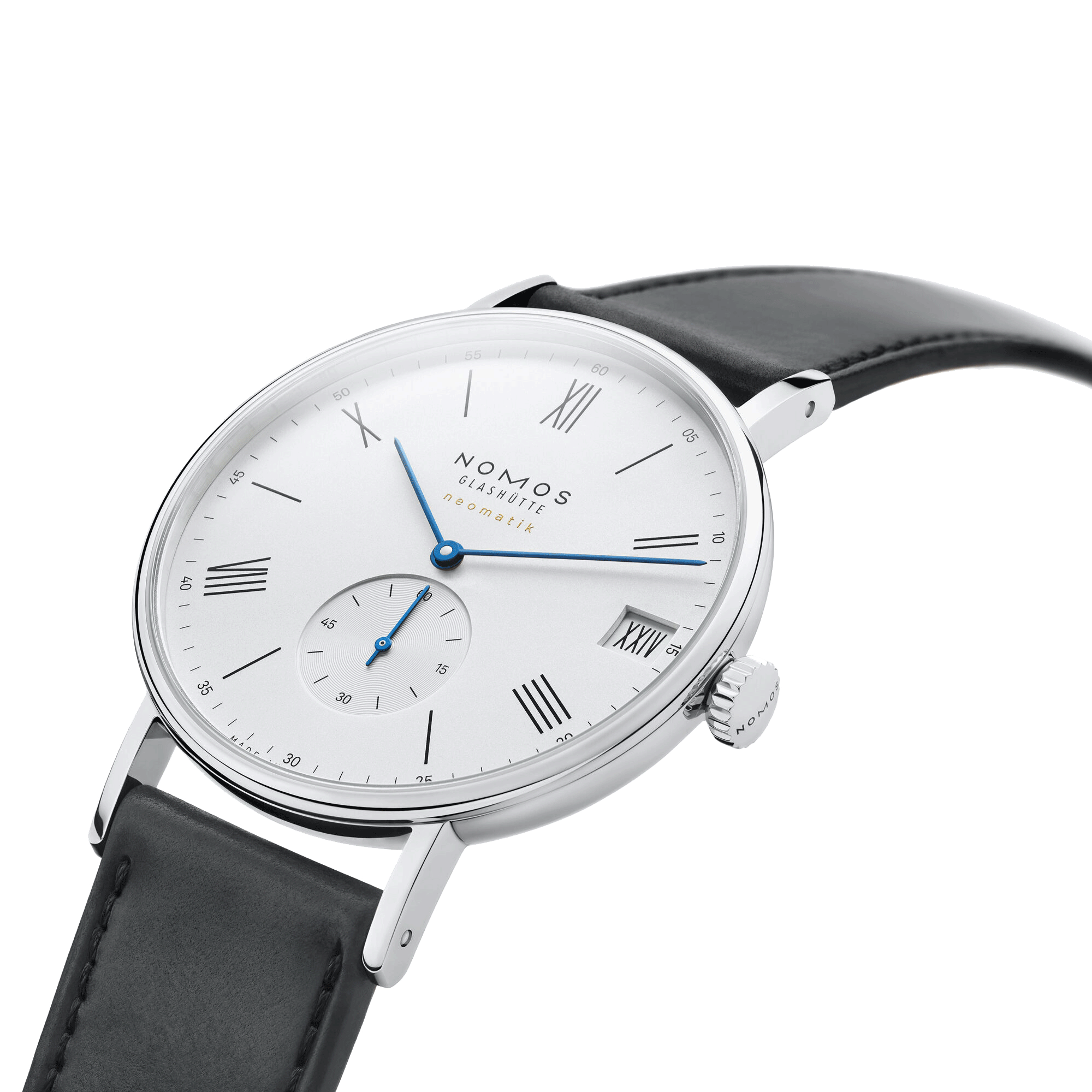 Nomos Ludwig Neomatik automatic watch white dial black leather strap 41 mm 262