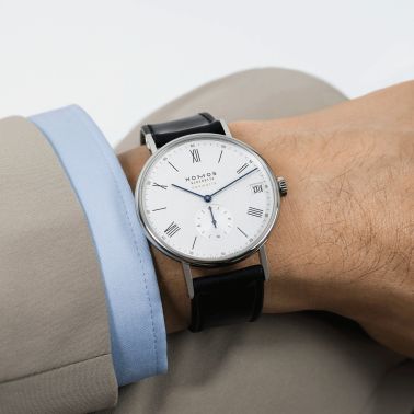 Nomos Ludwig Neomatik automatic watch white dial black leather strap 41 mm 262