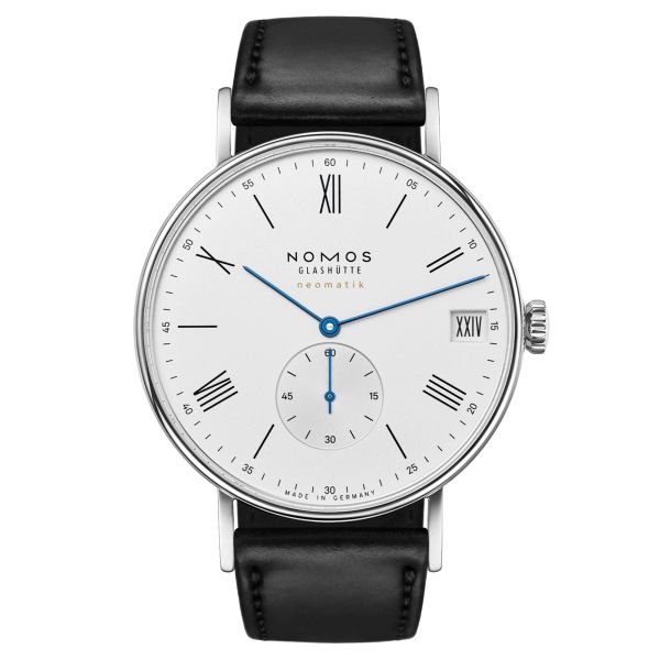 Nomos Ludwig Neomatik automatic watch white dial black leather strap 41 mm 262