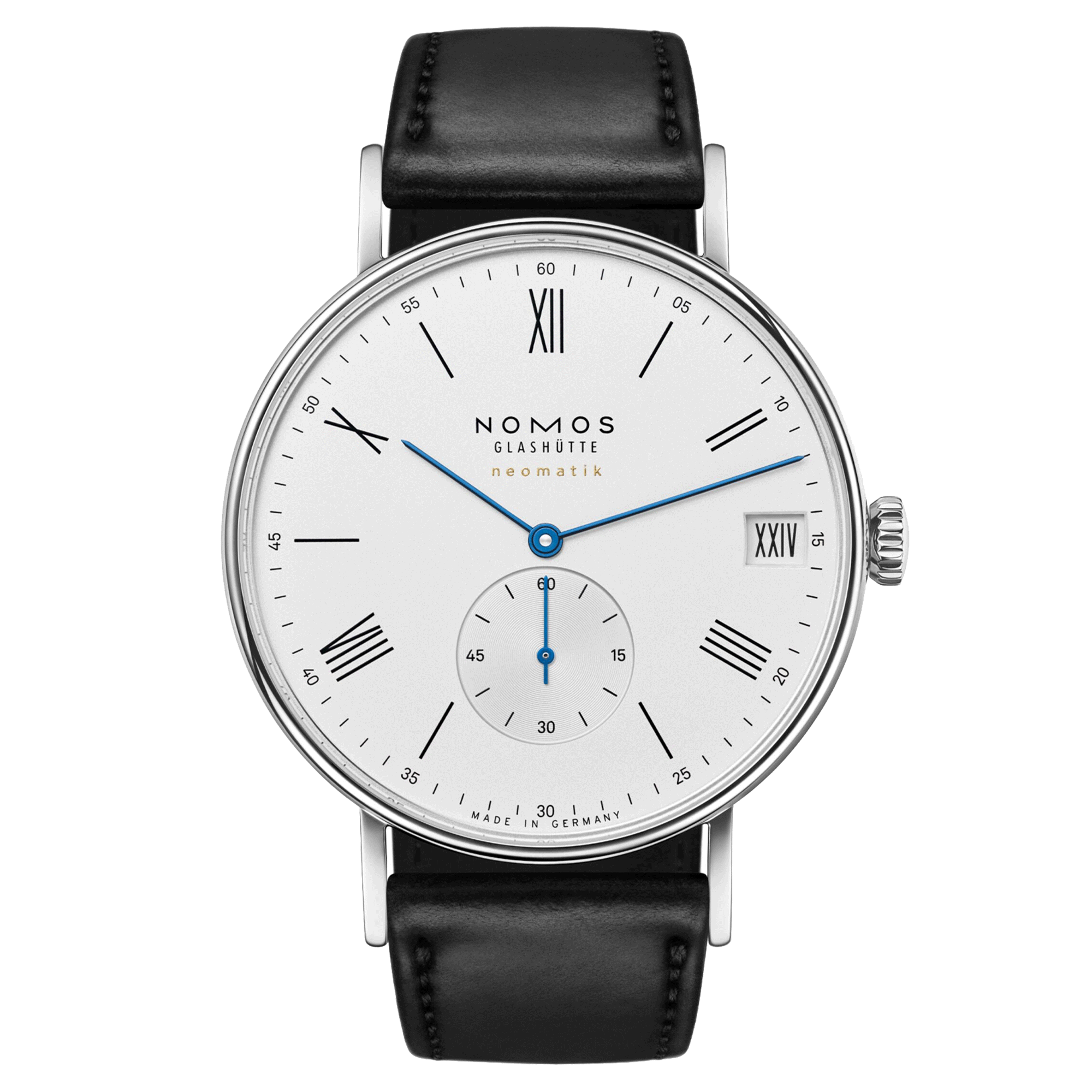 Nomos Ludwig Neomatik automatic watch white dial black leather strap 41 mm 262