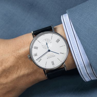 Nomos Ludwig Neomatik automatic watch white dial black leather strap 41 mm 262