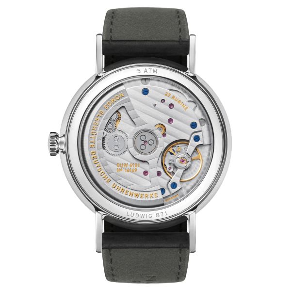 Nomos Ludwig Neomatik automatic watch white dial black leather strap 41 mm 262
