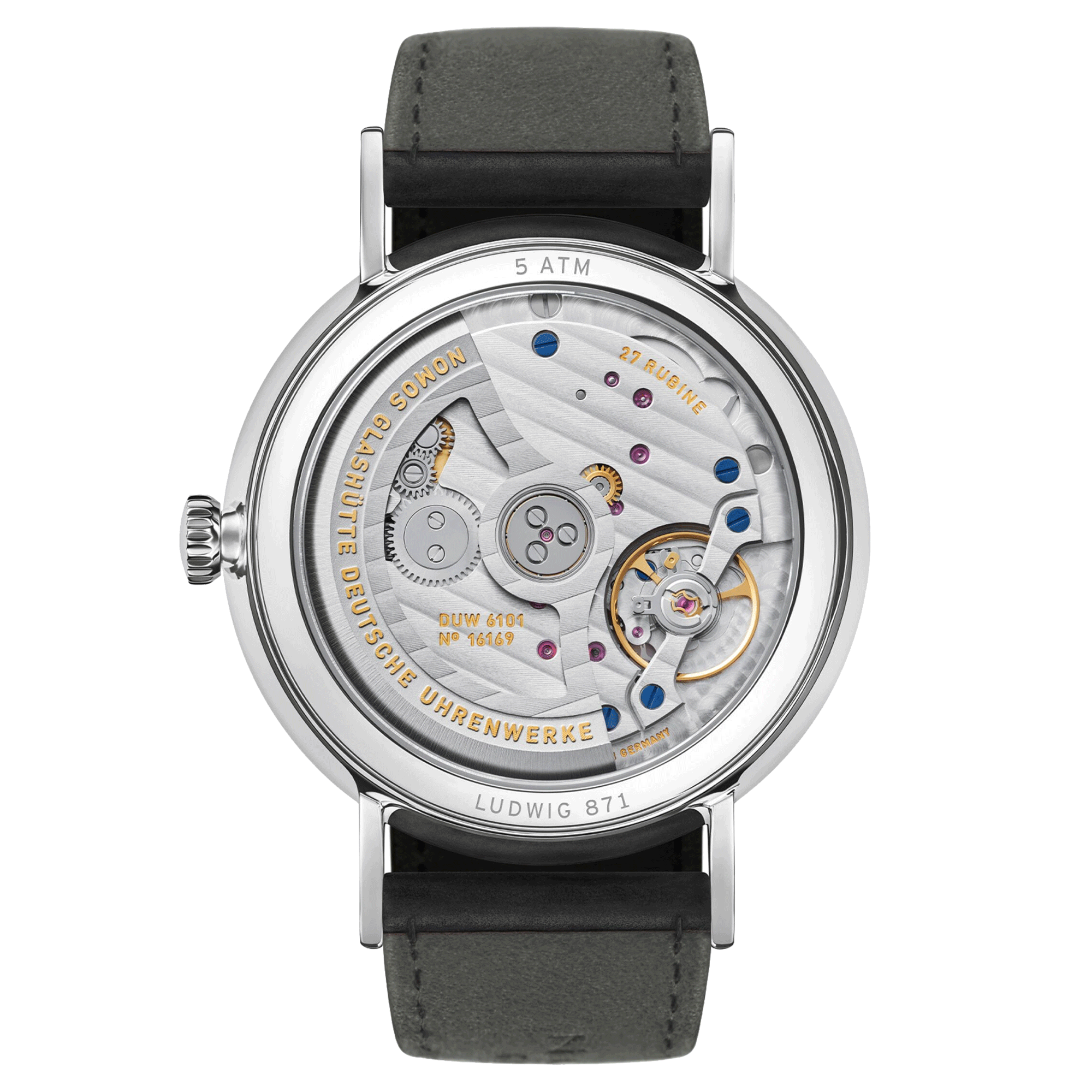 Nomos Ludwig Neomatik automatic watch white dial black leather strap 41 mm 262