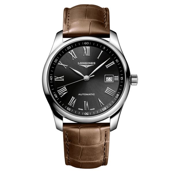 Montre Longines Master Collection automatique cadran noir bracelet cuir marron 40 mm L2.793.4.59.2