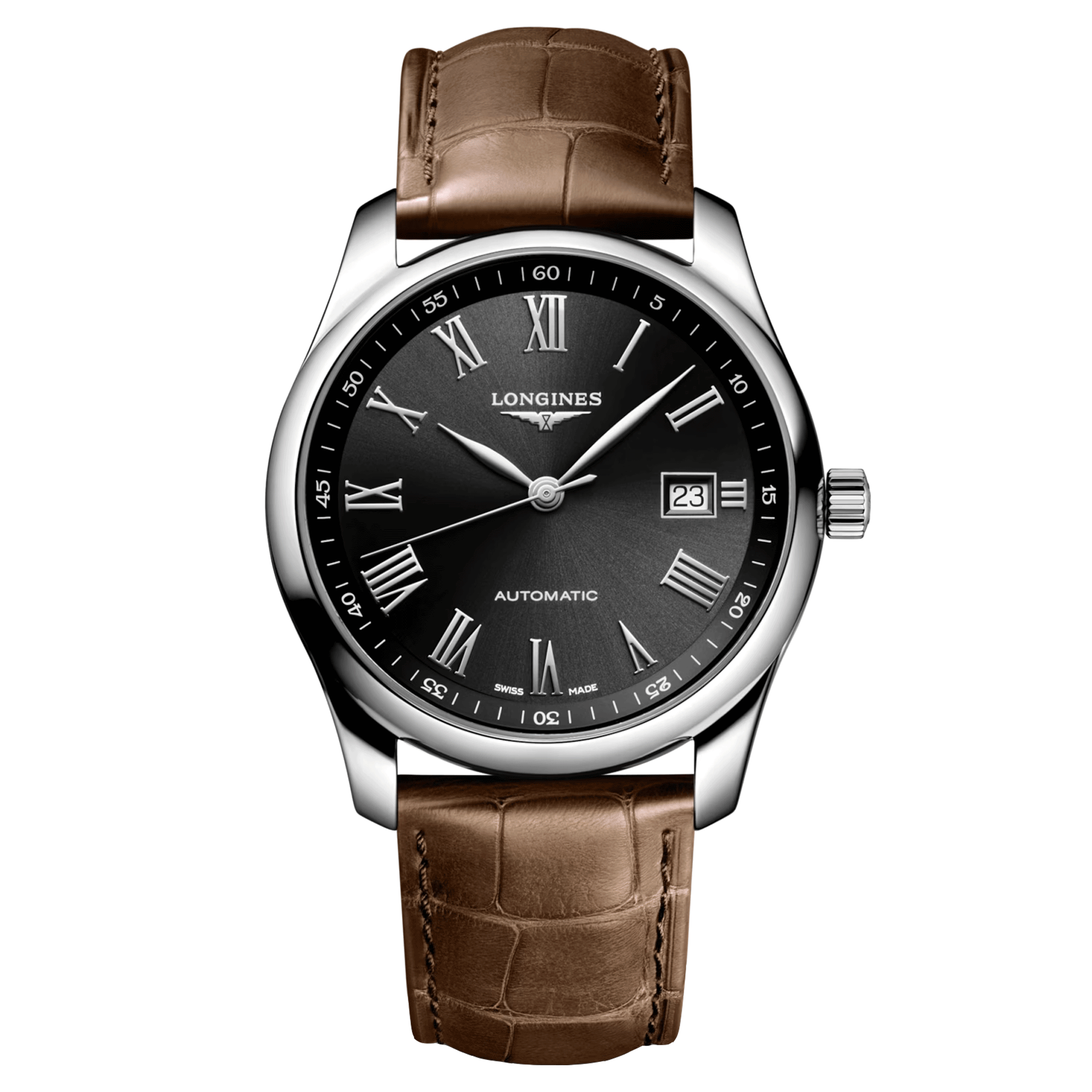 Longines Master Collection automatic watch black dial brown leather strap 40 mm L2.793.4.59.2