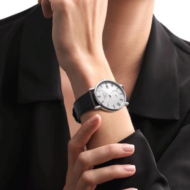 Montre Longines Elegant automatique cadran blanc bracelet cuir noir 39 mm L4.812.4.11.0