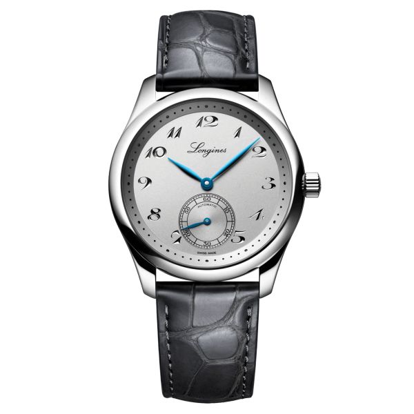 Montre Longines Master Collection automatique cadran argent bracelet cuir gris 38,5 mm L2.843.4.73.2