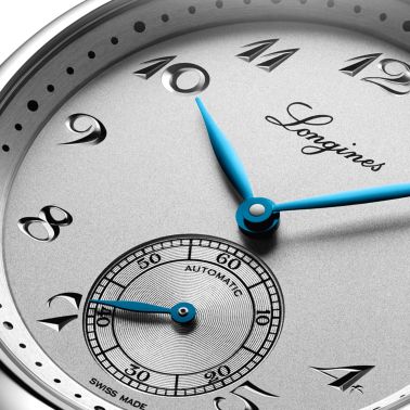 Montre Longines Master Collection automatique cadran argent bracelet cuir gris 38,5 mm L2.843.4.73.2