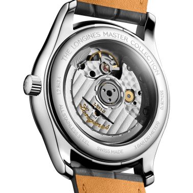 Longines Master Collection automatic watch silver dial grey leather strap 38,5 mm L2.843.4.73.2