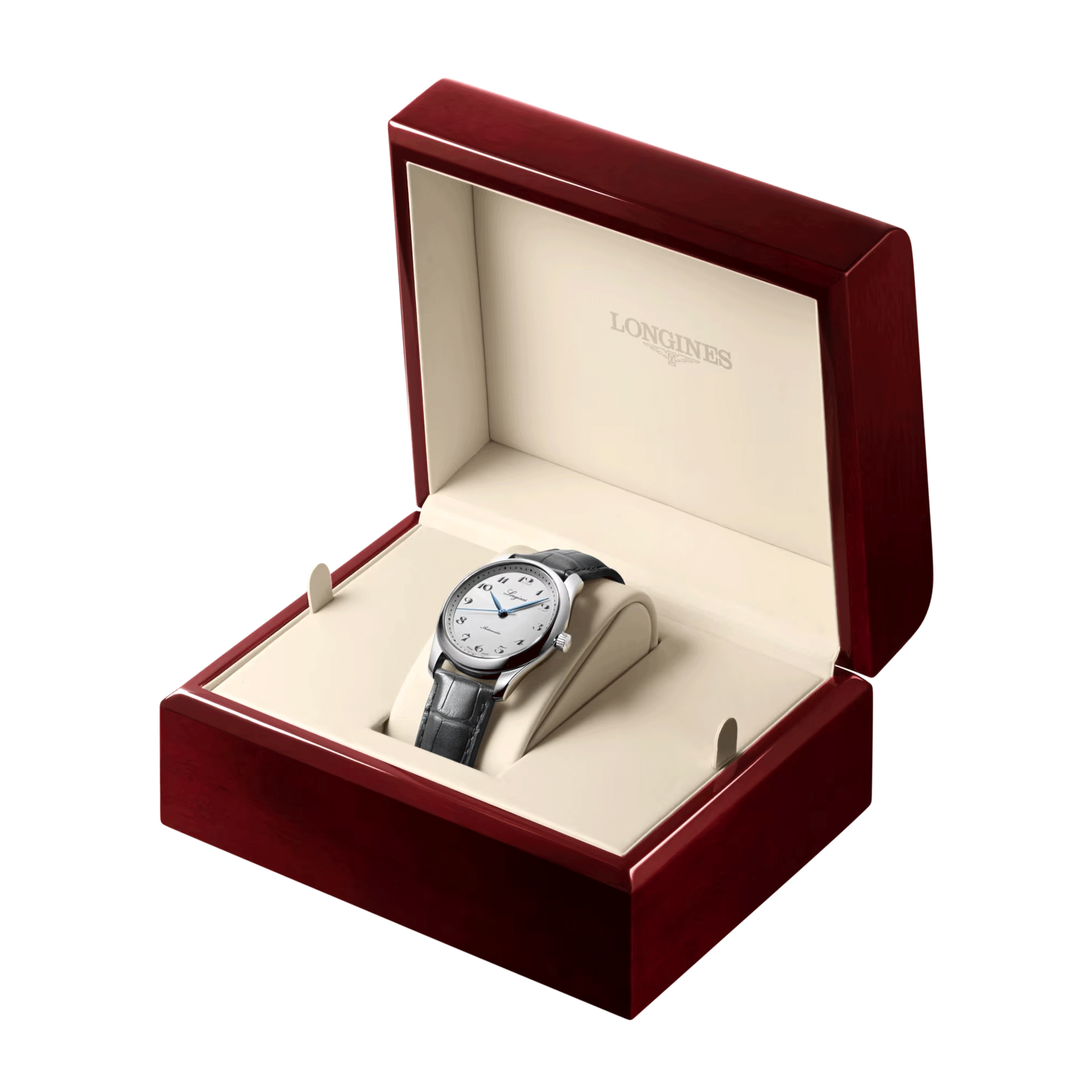 Montre Longines Master Collection 190th anniversary automatique cadran argent bracelet cuir gris 40 mm L2.793.4.73.2