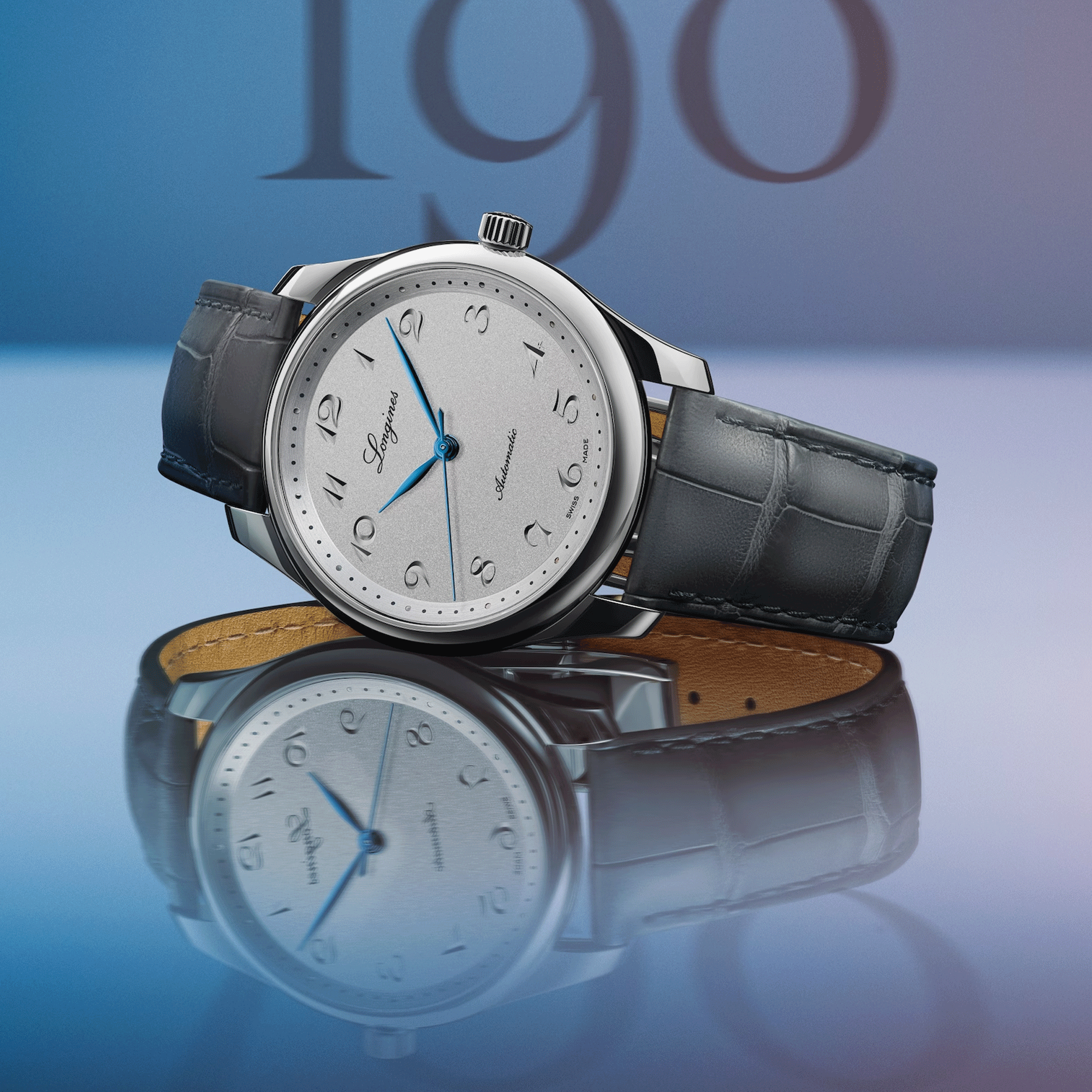 Montre Longines Master Collection 190th anniversary automatique cadran argent bracelet cuir gris 40 mm L2.793.4.73.2