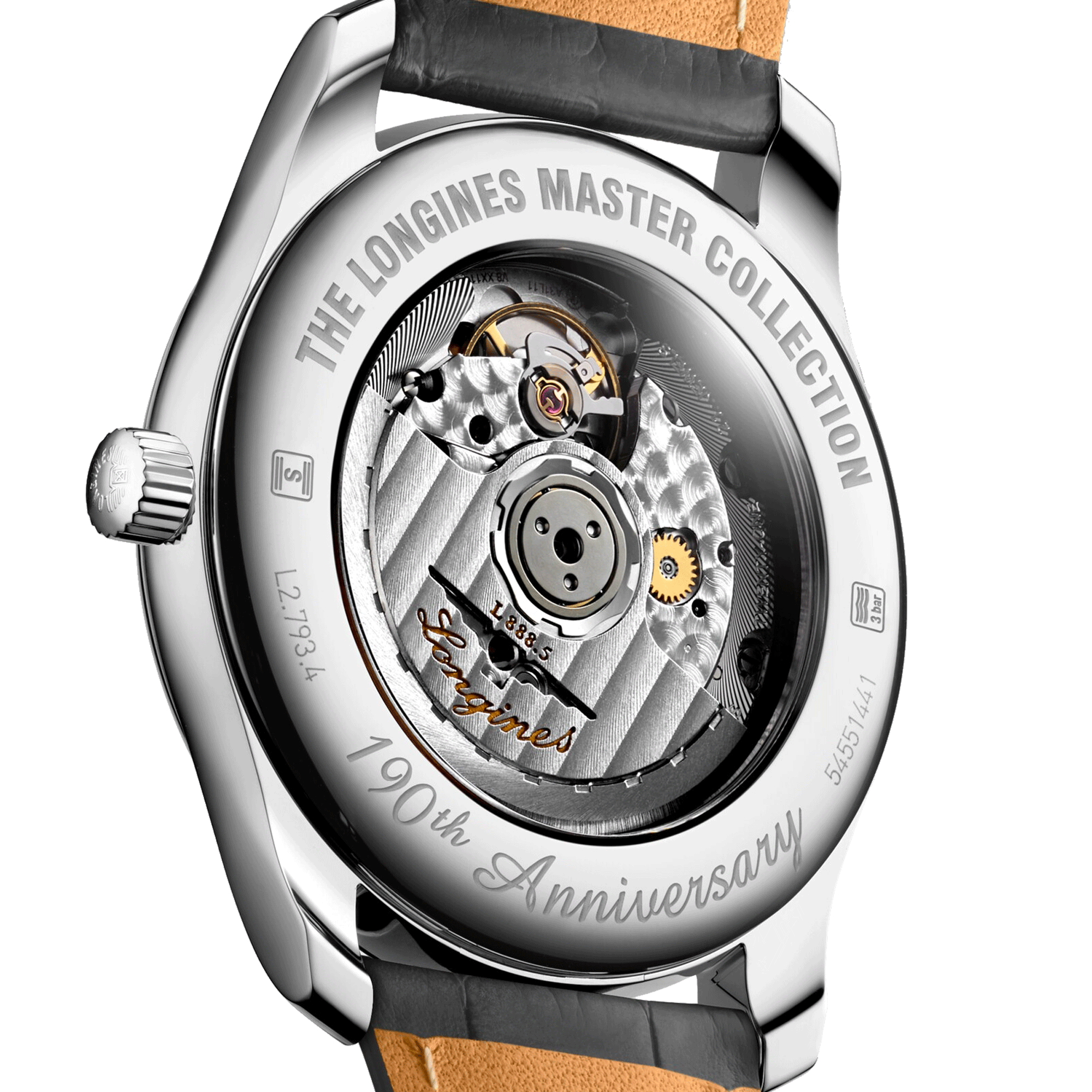 Montre Longines Master Collection 190th anniversary automatique cadran argent bracelet cuir gris 40 mm L2.793.4.73.2
