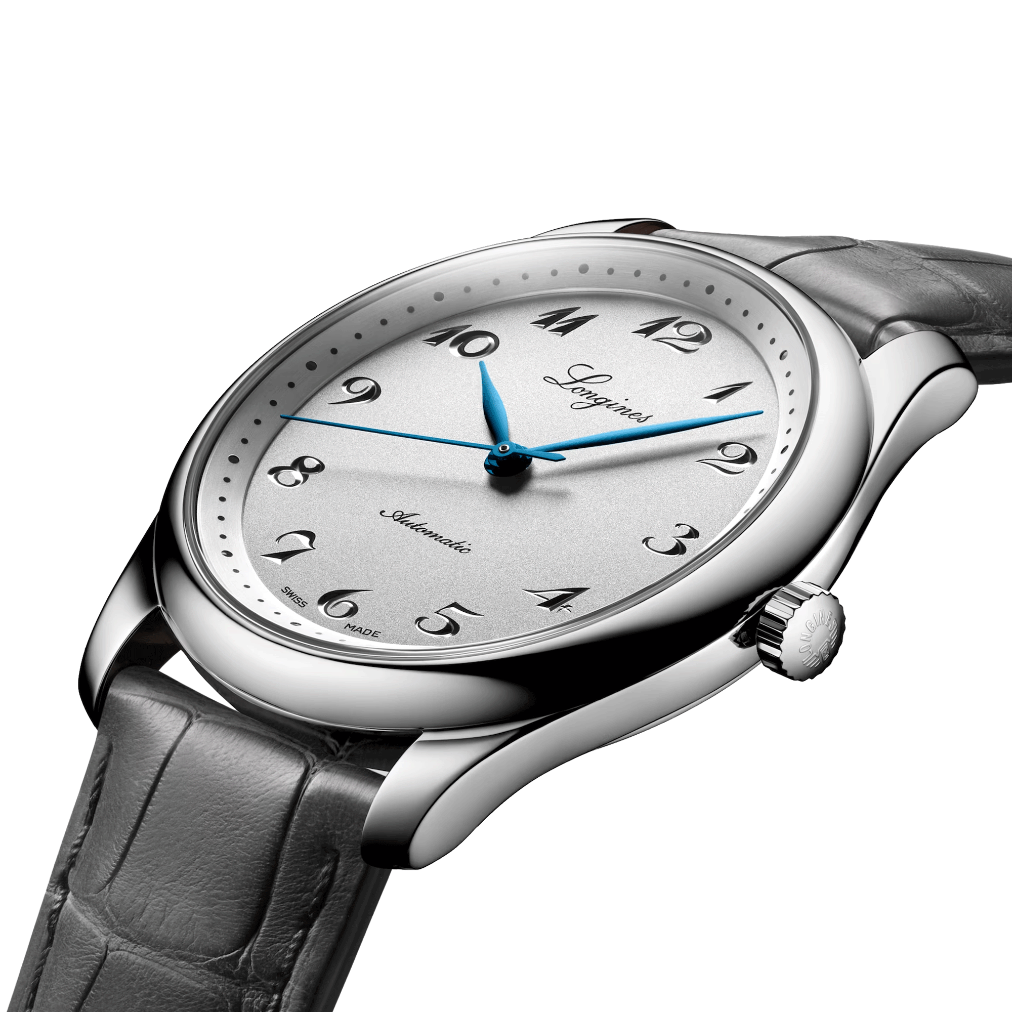 Montre Longines Master Collection 190th anniversary automatique cadran argent bracelet cuir gris 40 mm L2.793.4.73.2