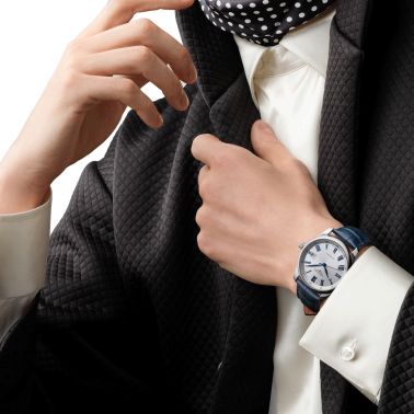 Montre Longines Master Collection automatique cadran argenté bracelet cuir bleu 40 mm L2.793.4.79.2