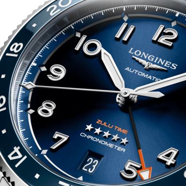 Longines Spirit Zulu Time automatic watch blue dial steel bracelet 39 mm L3.802.4.93.6