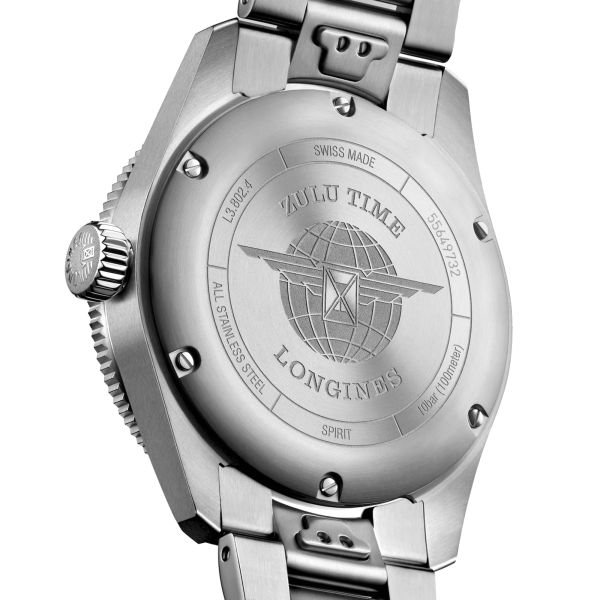 Longines Spirit Zulu Time automatic watch blue dial steel bracelet 39 mm L3.802.4.93.6