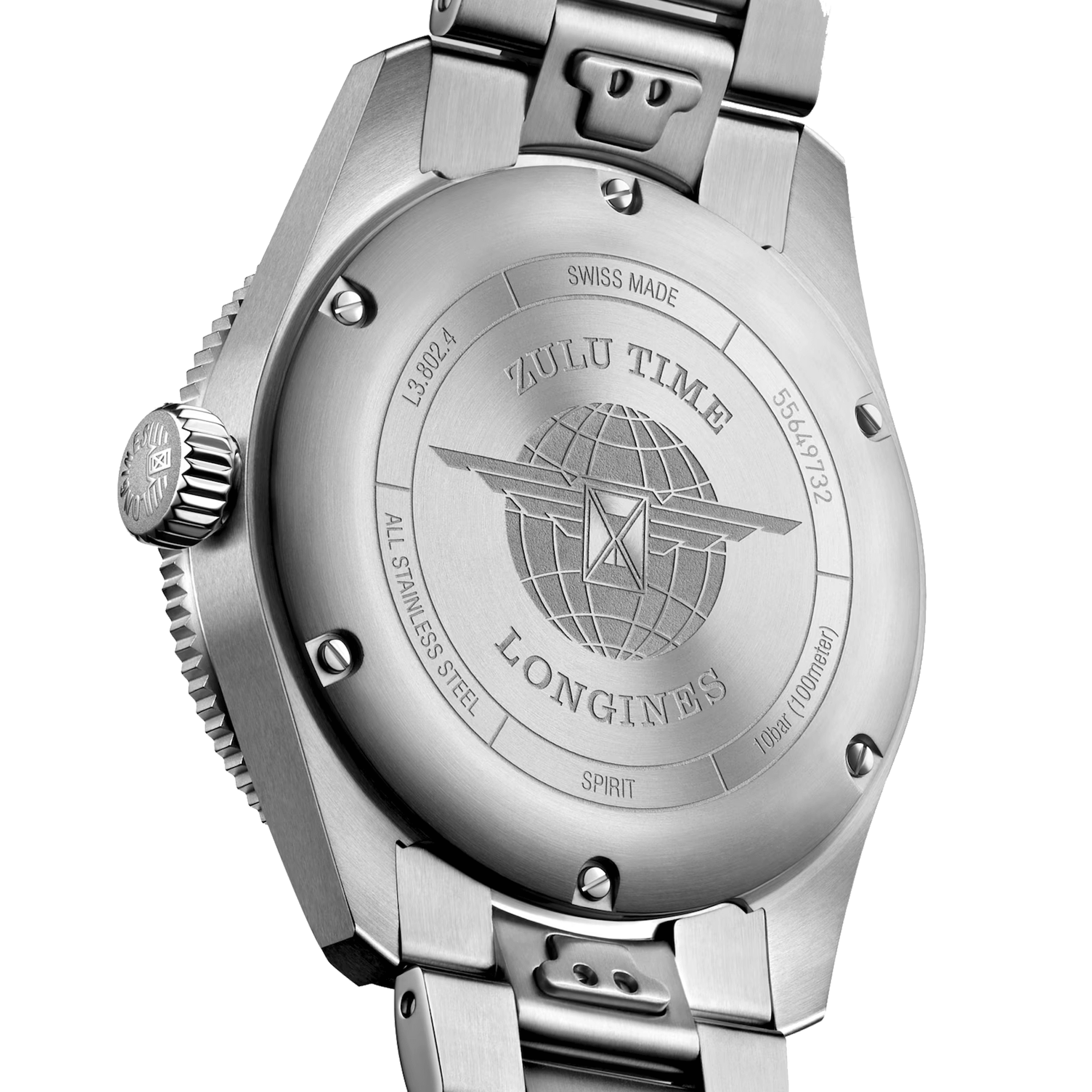 Montre Longines Spirit Zulu Time automatique cadran noir bracelet acier 39 mm L3.802.4.53.6