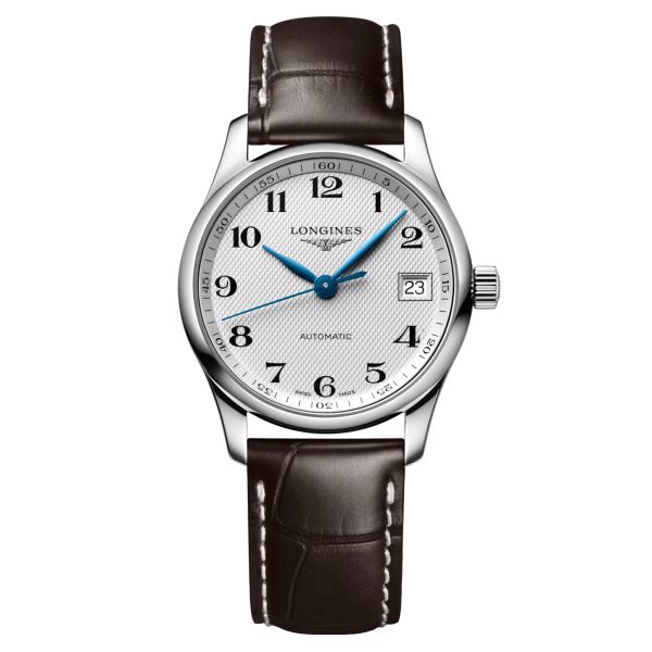 Longines Master Collection automatic watch silver dial brown leather strap 34 mm L2.357.4.78.3