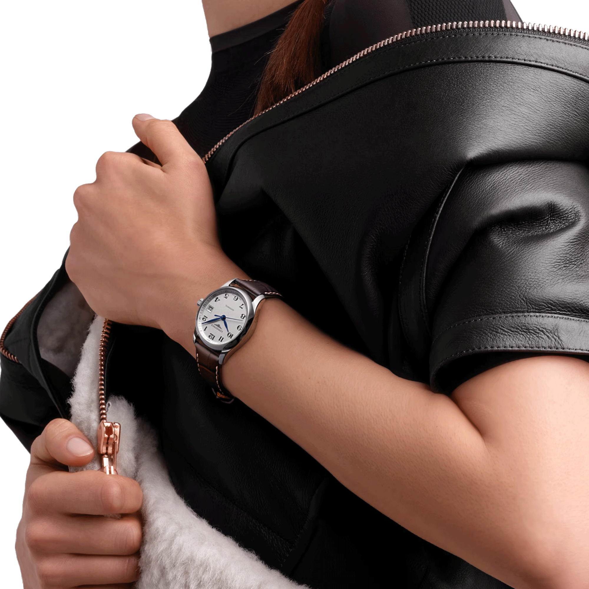 Montre Longines Master Collection automatique cadran argenté bracelet cuir marron 34 mm L2.357.4.78.3