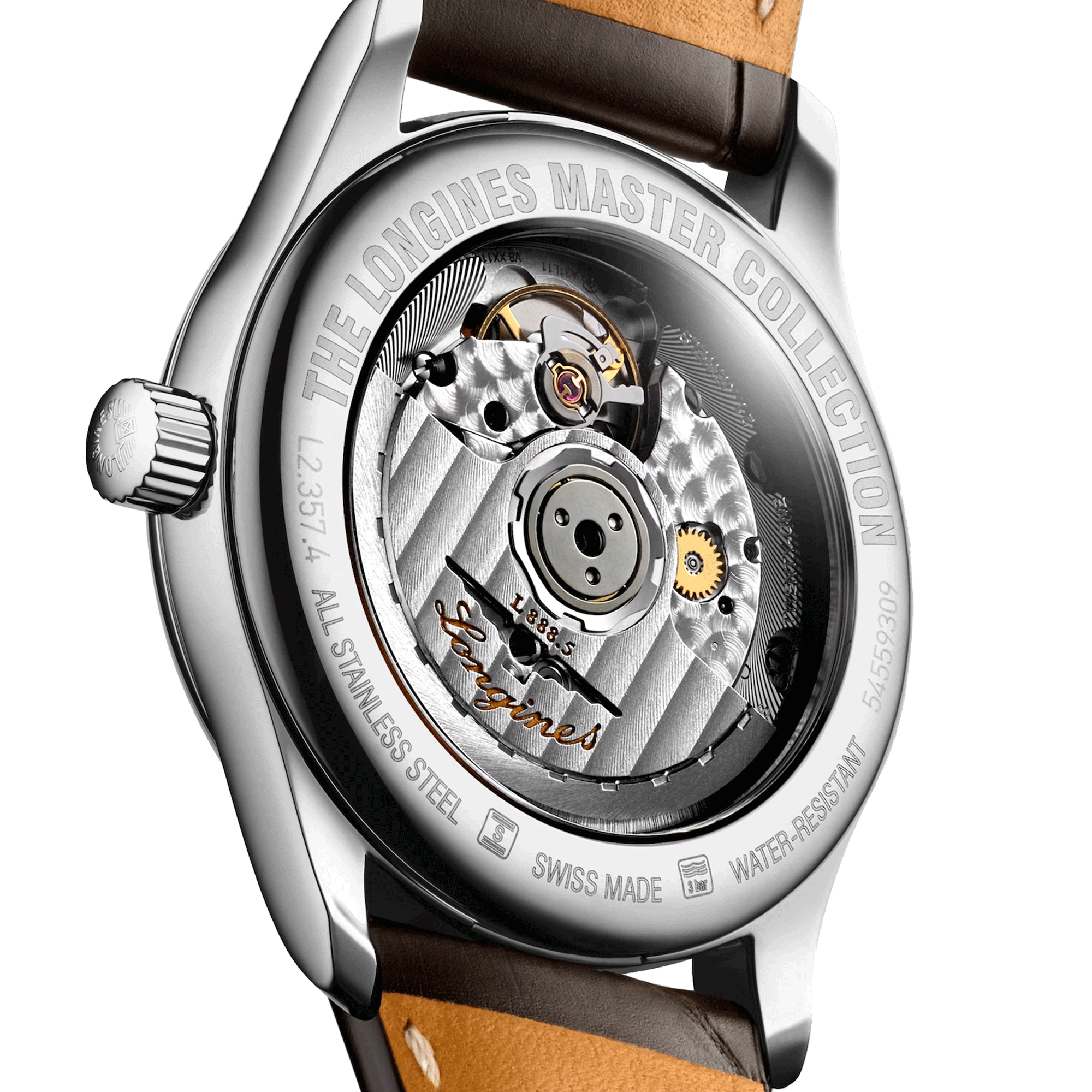 Montre Longines Master Collection automatique cadran argenté bracelet cuir marron 34 mm L2.357.4.78.3