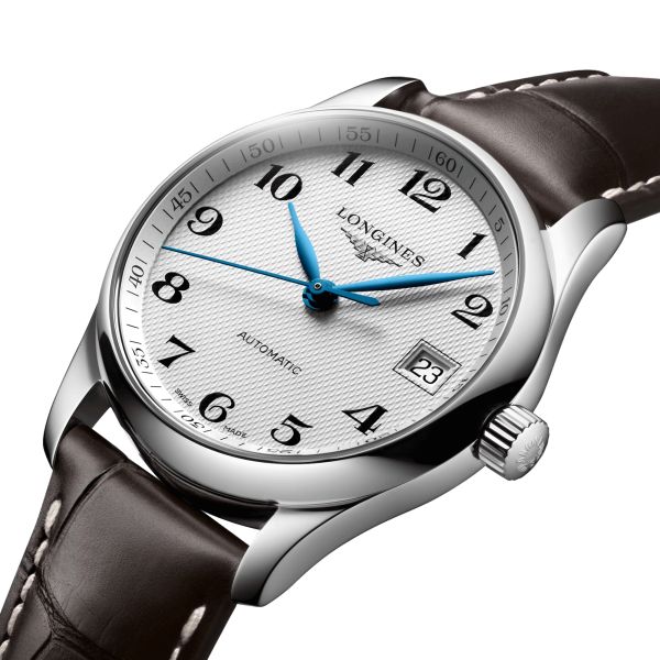 Longines Master Collection automatic watch silver dial brown leather strap 34 mm L2.357.4.78.3