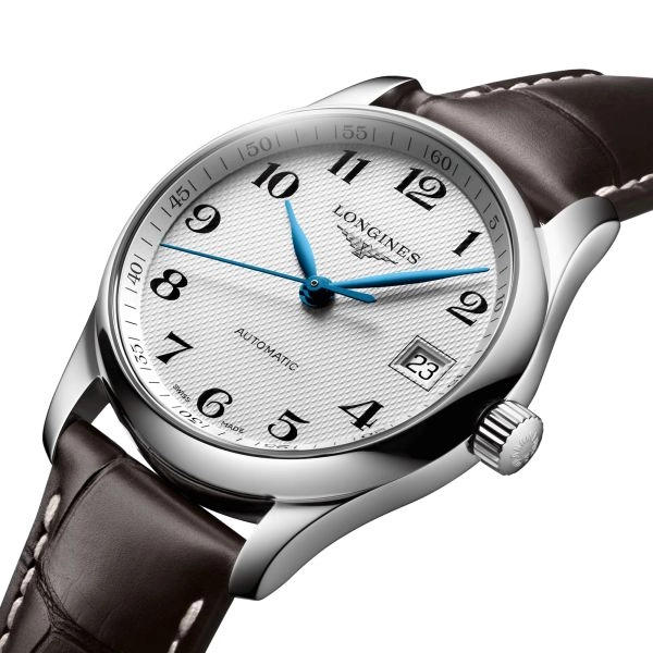 Reloj automático Longines Master Collection, esfera plateada, correa de piel marrón, 34 mm, L2.357.4.78.3