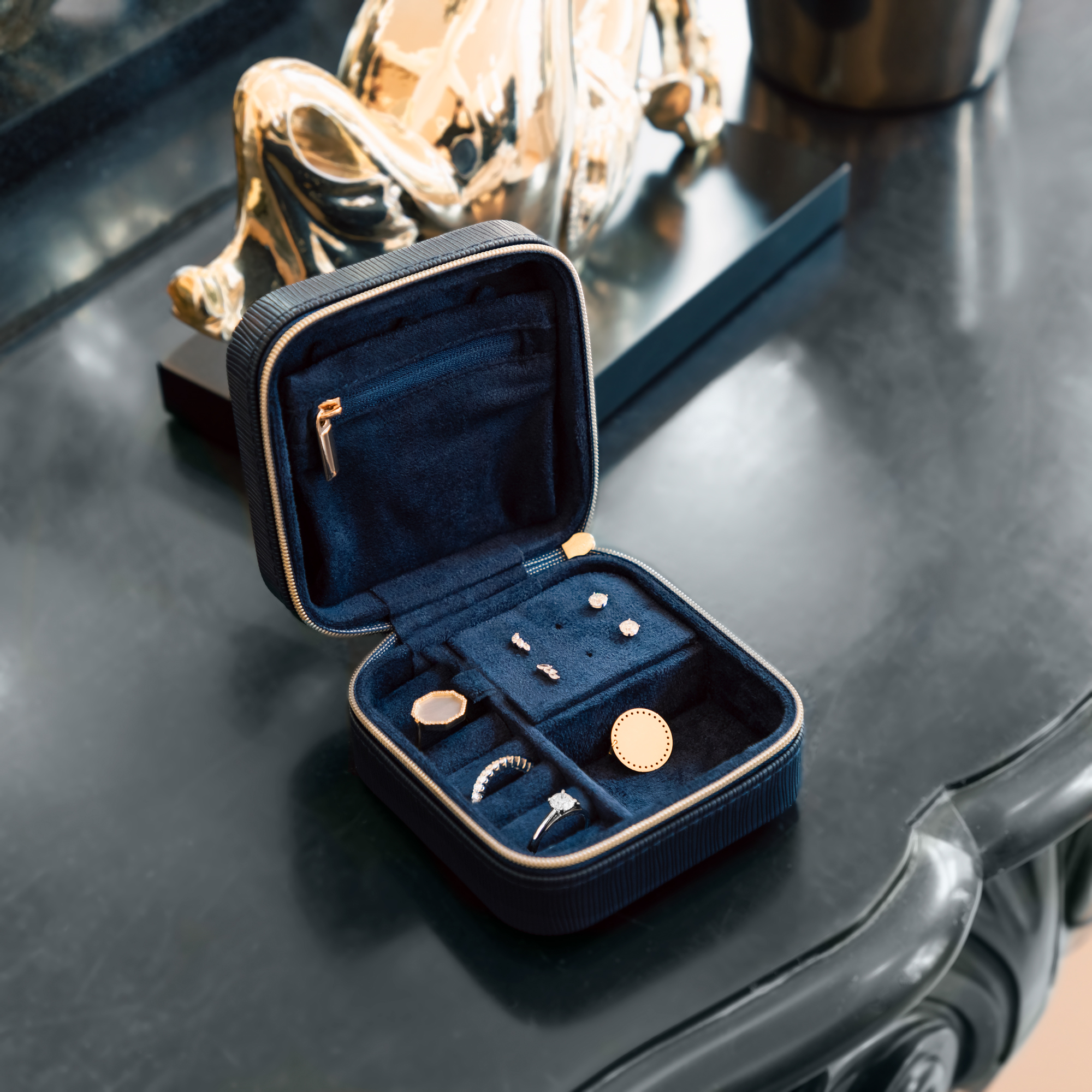 Coffret à bijoux bleu marine Lepage