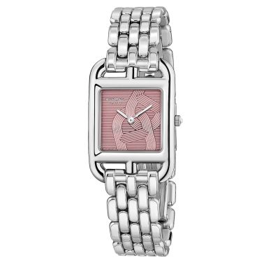 HERMÈS Cape Cod Petit Modèle quartz pink dial stainless steel bracelet 31 mm