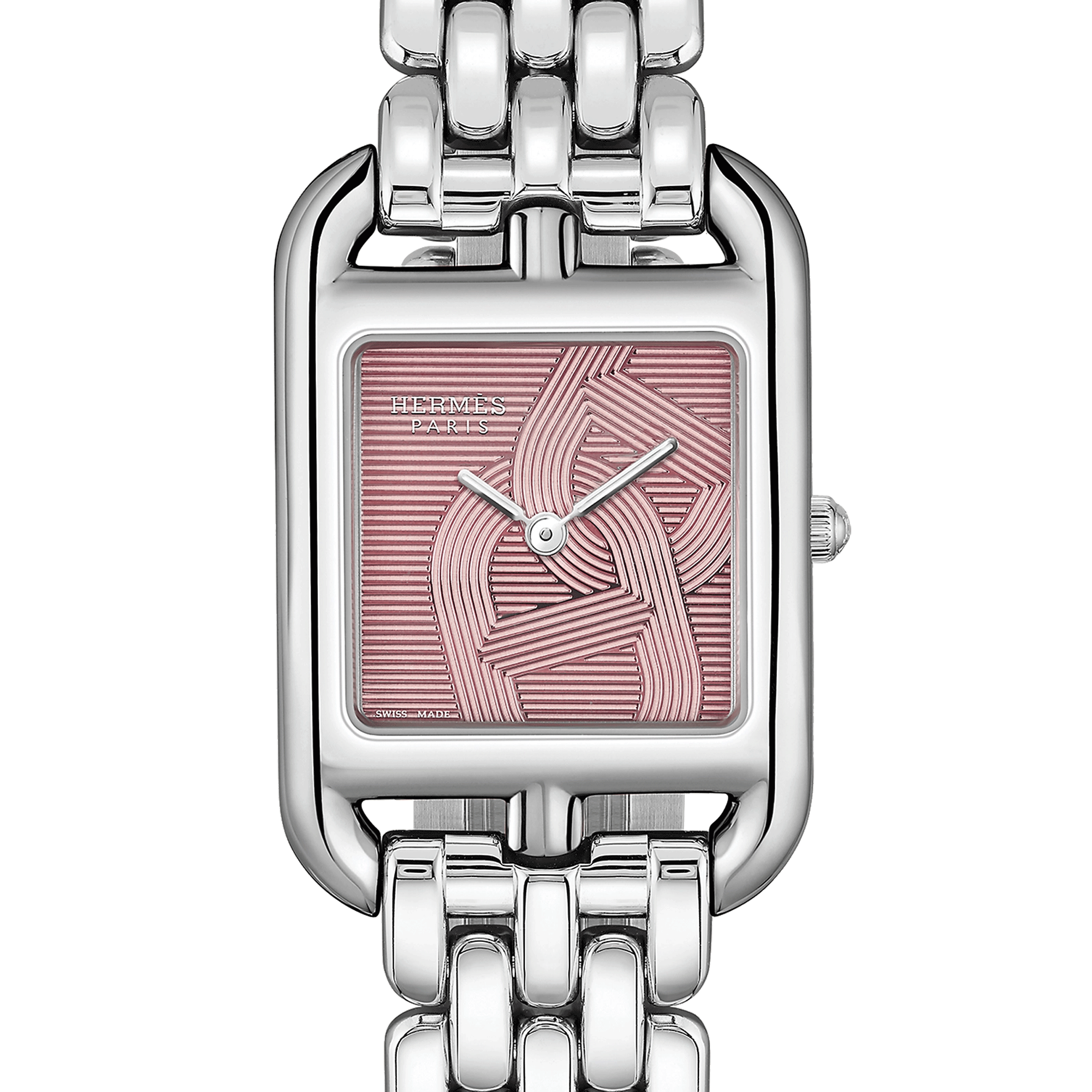 HERMÈS Cape Cod Petit Modèle quartz pink dial stainless steel bracelet 31 mm