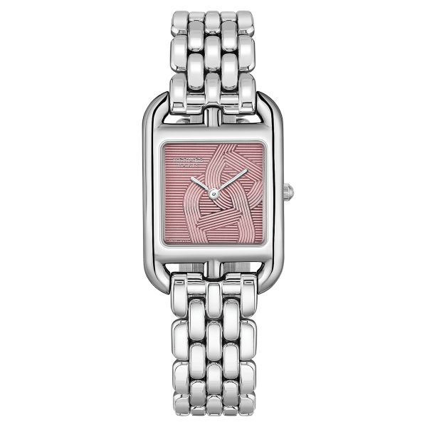 HERMÈS Cape Cod Petit Modèle quartz pink dial stainless steel bracelet 31 mm