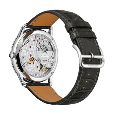 Montre HERMÈS Slim d'Hermès Grand Modèle automatique cadran noir bracelet cuir noir 39,5 mm W043203WW00