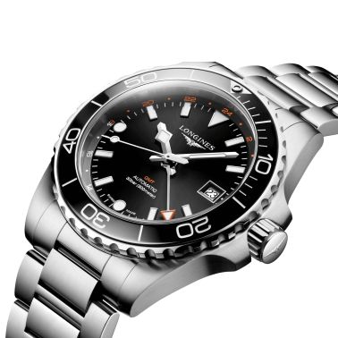 Longines Hydroconquest GMT automatic watch black dial steel bracelet 41 mm