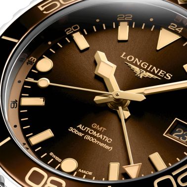 Longines Hydroconquest GMT automatic watch brown dial steel bracelet 41 mm
