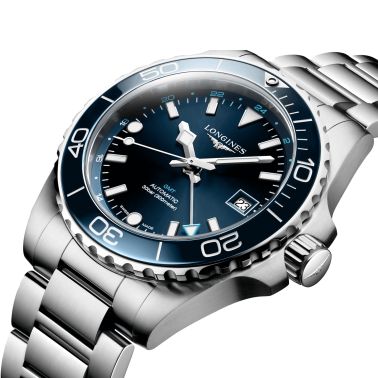 Longines Hydroconquest GMT automatic watch blue dial steel bracelet 41 mm