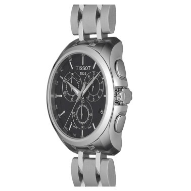 Montre Tissot T-Classic Couturier quartz chronographe cadran noir bracelet acier 41 mm T035.617.11.051.00