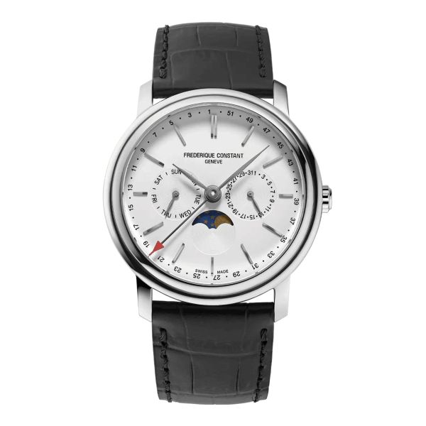 Montre Frédérique Constant Classics Quartz Index Business Timer cadran blanc bracelet cuir 40 mm