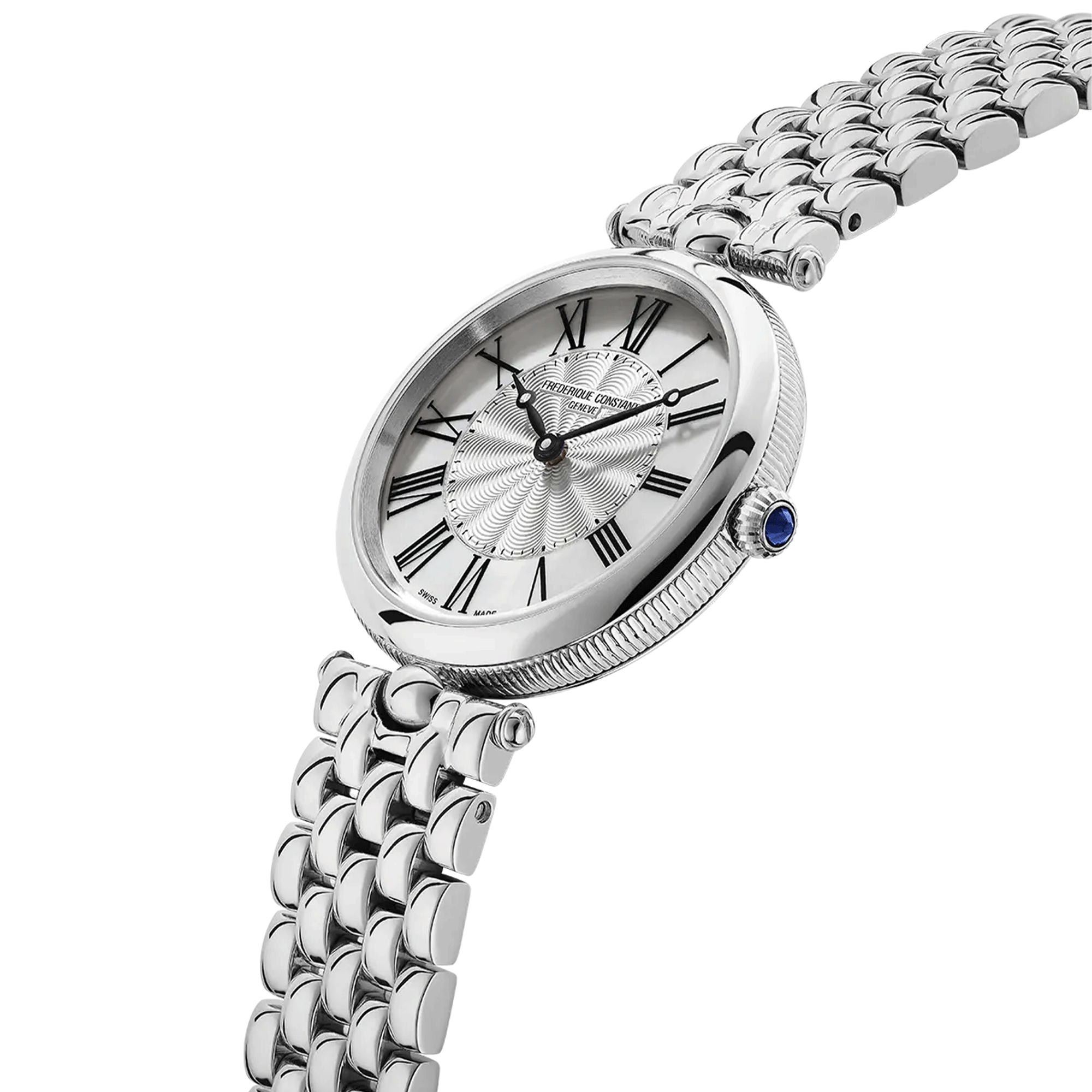 Frédérique Constant Classics Art Déco Round quartz silver dial steel bracelet 30 mm